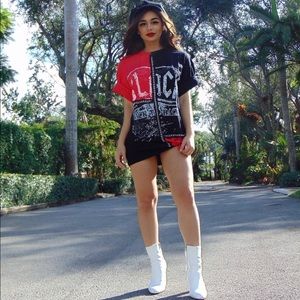 Red and black T-shirt dress